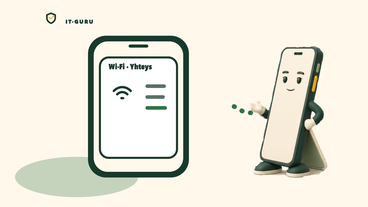 WLAN-reititin ja langattomaan verkkoon yhdistetty puhelin