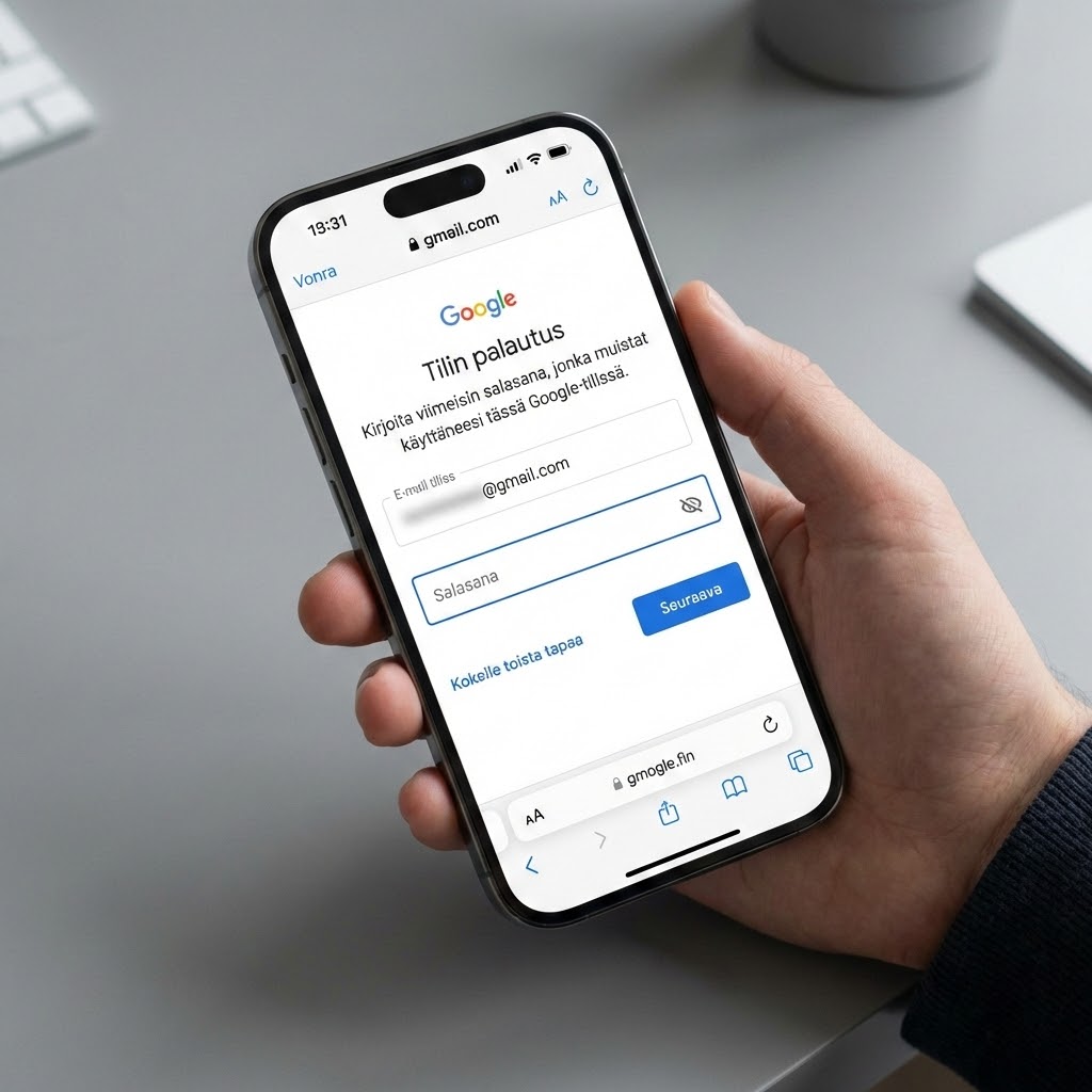 Gmail salasana unohtunut - palautus