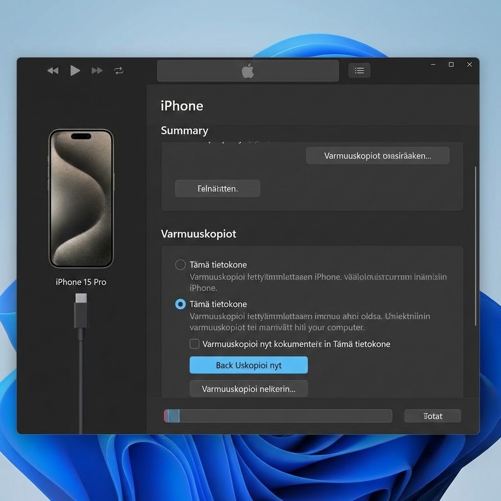Varmuuskopioi iPhone iTunesiin (Windows)