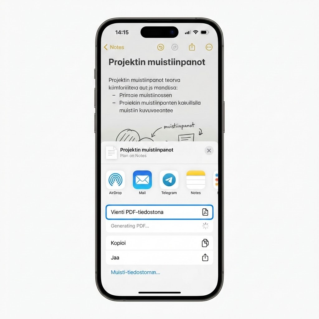 Luo PDF Muistiinpanot-sovelluksessa