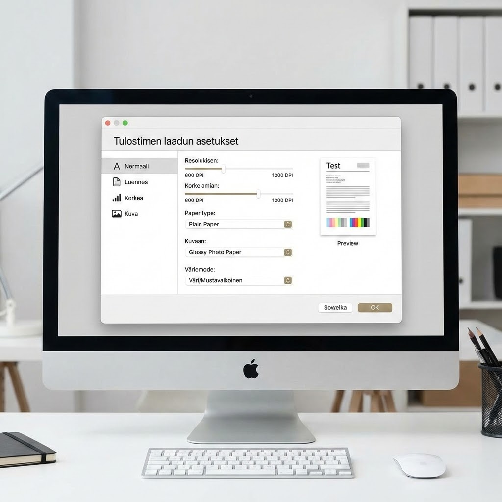 Tarkista tulostuslaatu